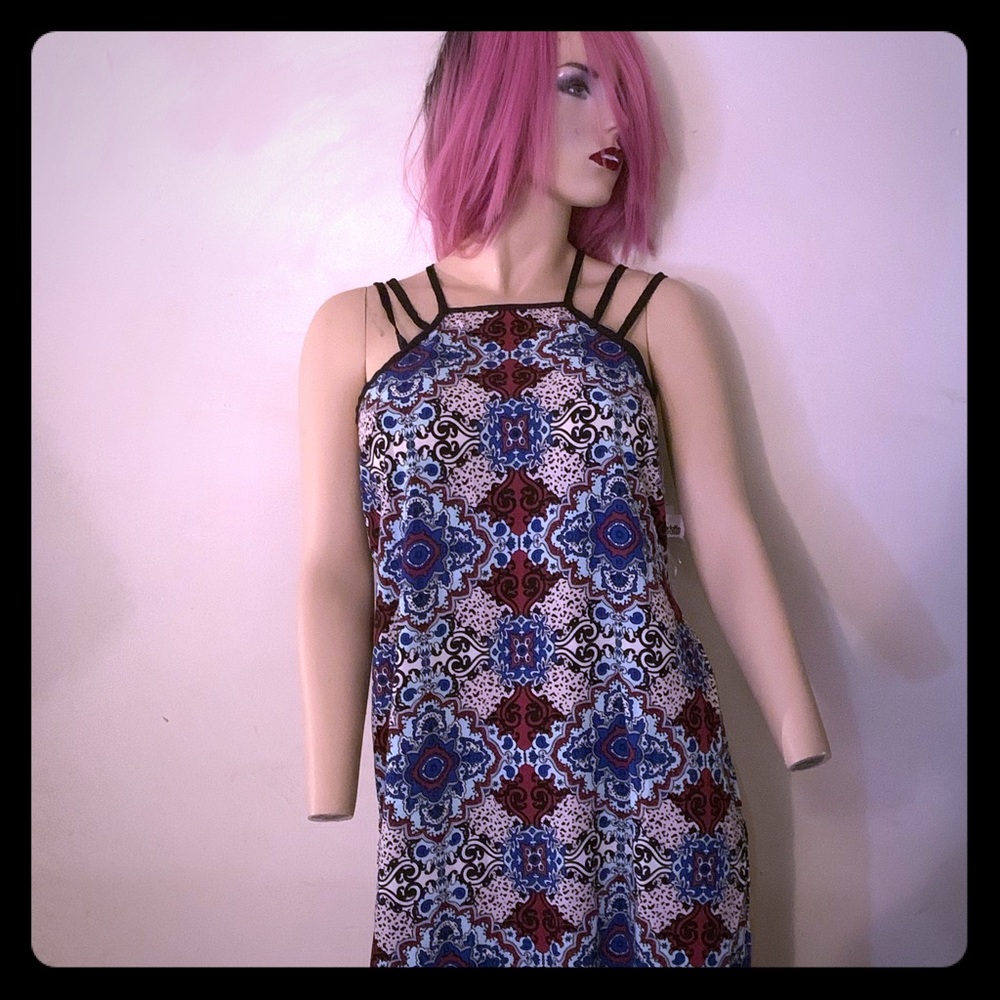 Multi print summer maxi dress